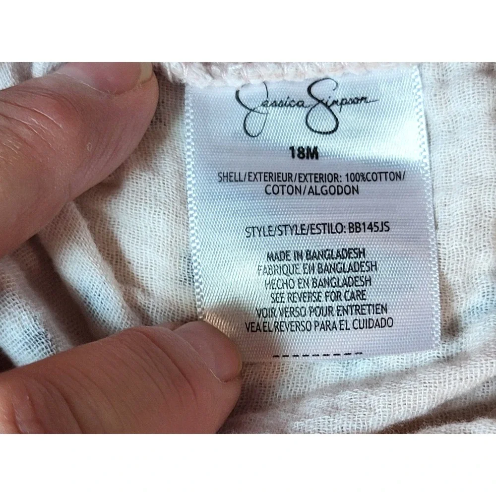 Jessica Simpson Pink Gauze Long Sleeve Top Old Navy Blue‎ Jean Zipper Button 18M